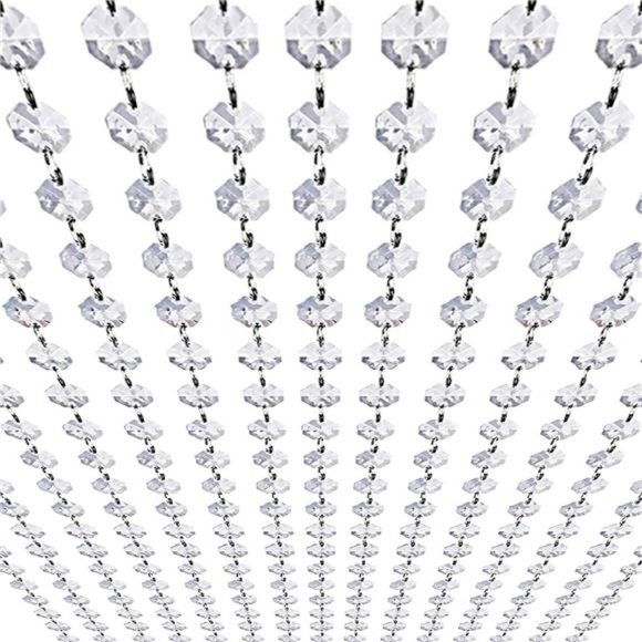 99ft Acrylic Crystal Garland Strands - Hanging Chandelier Gem Bead Chain - 14mm - Picture 1 of 7